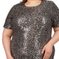 Vestido curto feminino Michael Kors com lantejoulas cinza, tamanho 2X