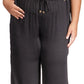 Calça feminina Michael Kors com estampa animal em jacquard e perna larga, preta, tamanho 2X