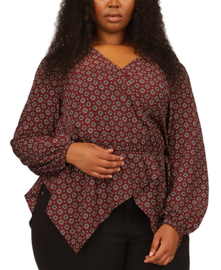 Michael Kors Foulard feminino estampado com estampa de letras falsas, vermelho, tamanho 1X