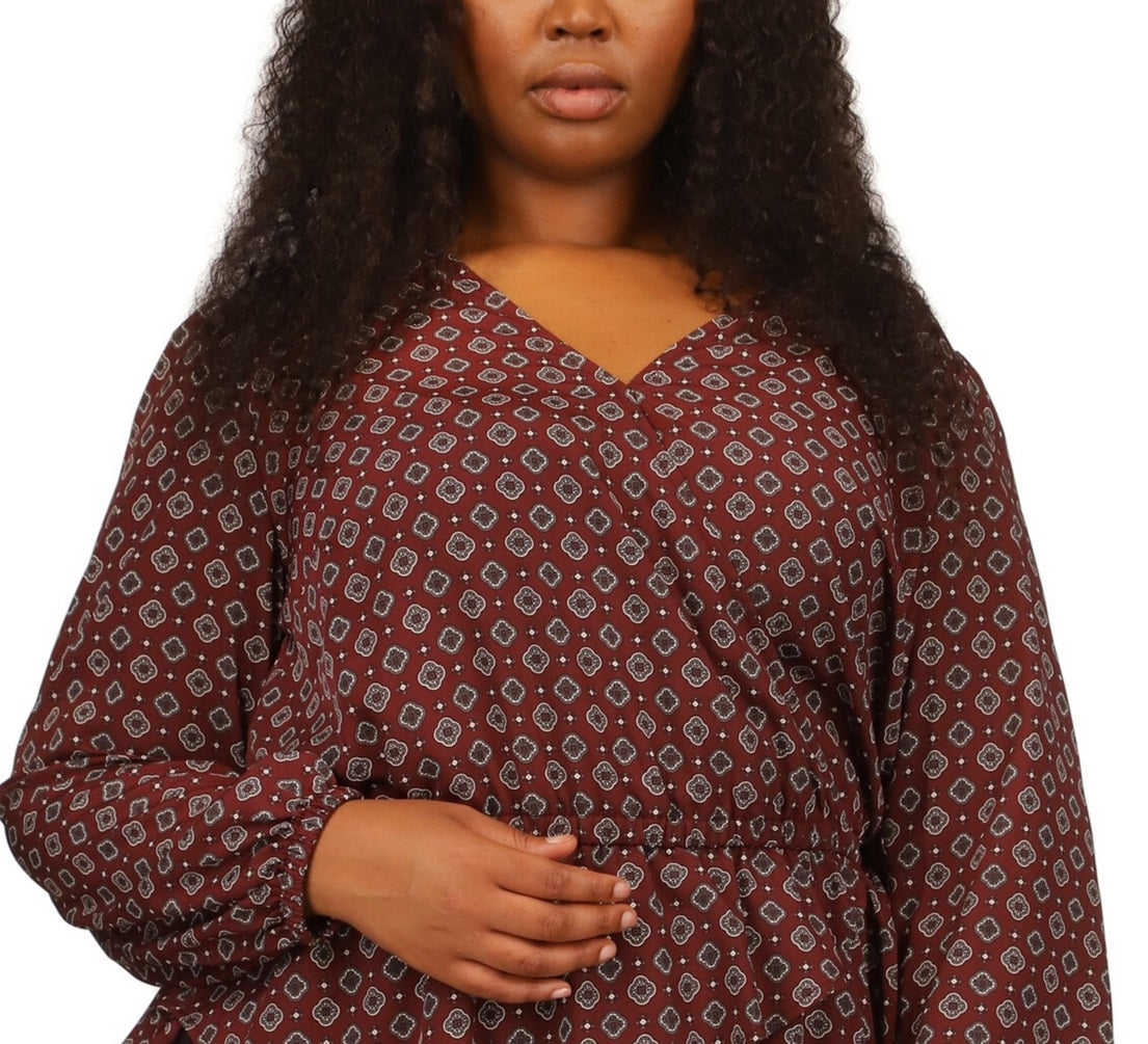 Michael Kors Foulard feminino estampado com estampa de letras falsas, vermelho, tamanho 2X