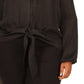 Blusa feminina Michael Kors com bainha jacquard e amarração, preta, tamanho 3X