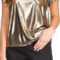 Camiseta feminina metálica Michael Kors, amarela, tamanho pequeno médio