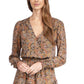 Vestido feminino Michael Kors com estampa Paisley e cintura franzida, tamanho laranja, pequeno, médio