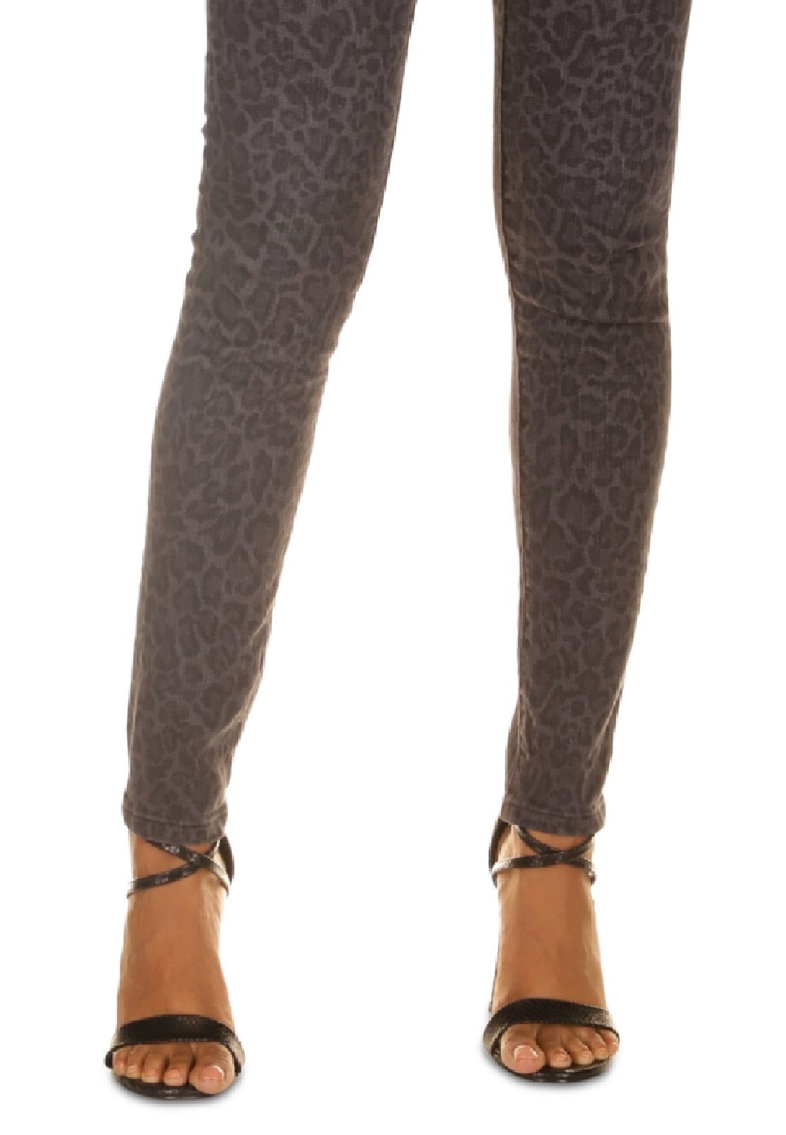 Calça Jeans Skinny Reta com Estampa de Leopardo Michael Kors Feminina Cinza Tamanho 10 Petite