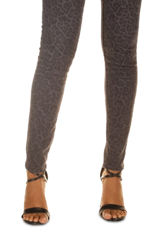 Calça Jeans Skinny Reta com Estampa de Leopardo Michael Kors Feminina Cinza Tamanho 10 Petite