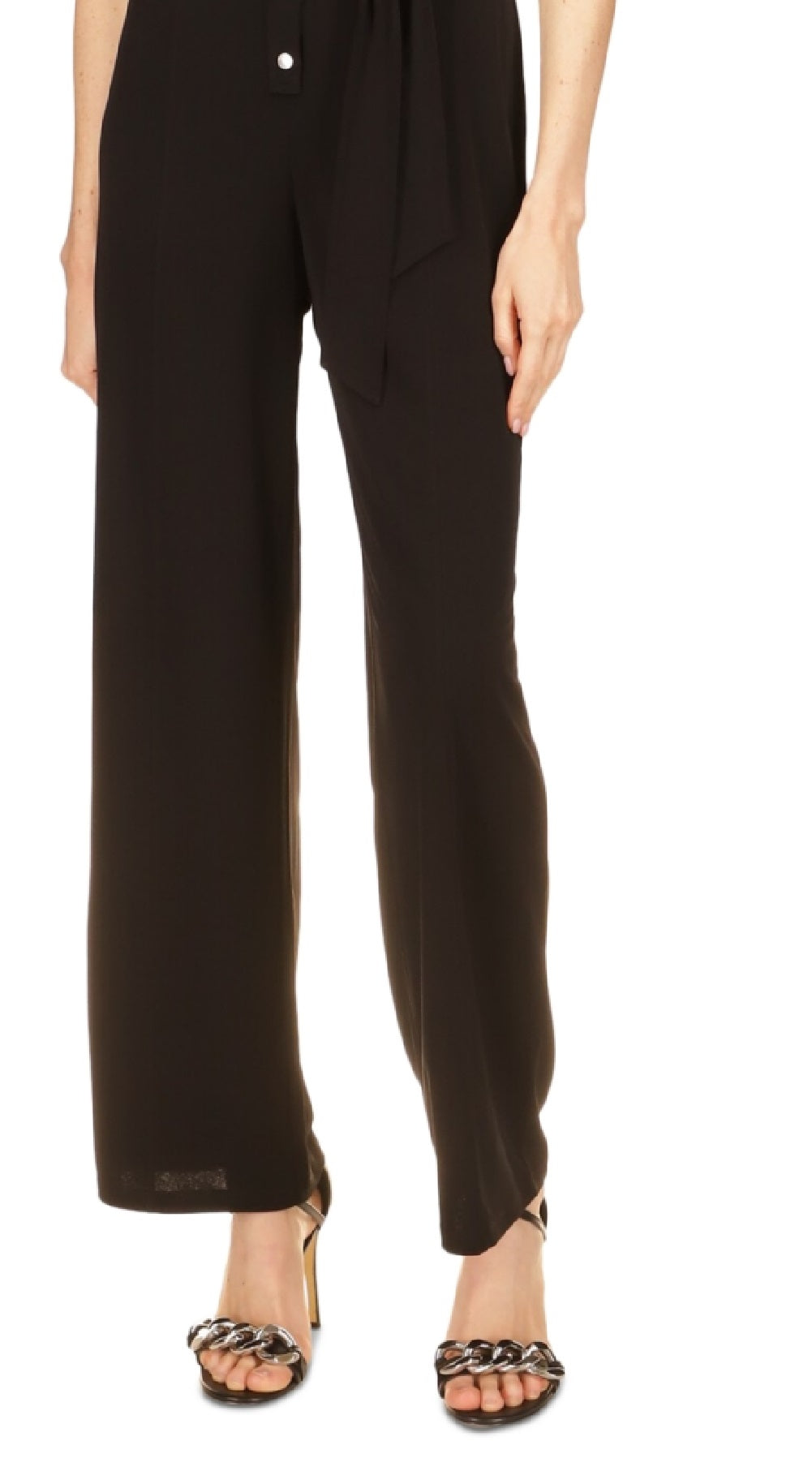 Macacão feminino Michael Kors com decote dividido e botões, preto, tamanho extragrande