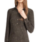 Vestido mini-camisa de manga comprida Michael Kors feminino, verde, tamanho grande
