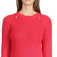 Suéter feminino Michael Kors Shaker Knit com zíper, vermelho, tamanho pequeno