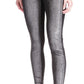 Leggings de veludo com tachas Michael Kors para mulheres, cinza, tamanho médio
