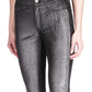 Leggings de veludo com tachas Michael Kors para mulheres, cinza, tamanho médio
