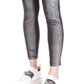 Leggings de veludo com tachas Michael Kors para mulheres, cinza, tamanho médio