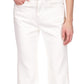 Calça jeans feminina Michael Kors Selma Shank com bainha abotoada e perna larga, branca, tamanho 6