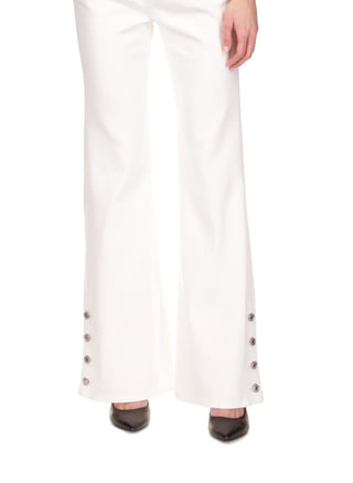Calça jeans flare feminina Michael Kors Selma Shaneck, branca, tamanho 14