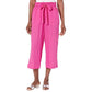 Calça feminina Michael Kors com amarração frontal e perna larga, rosa, tamanho extragrande