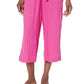 Calça feminina Michael Kors com amarração frontal e perna larga, rosa, tamanho extragrande