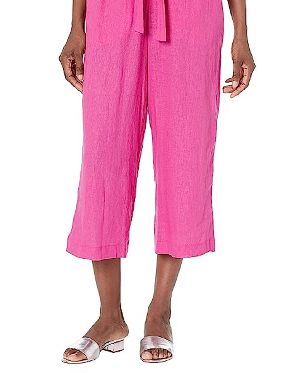 Calça feminina Michael Kors com amarração frontal e perna larga, rosa, tamanho extragrande