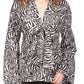 Blusa feminina com estampa de zebra metálica Michael Kors, marrom, tamanho extragrande