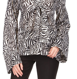 Blusa feminina com estampa de zebra metálica Michael Kors, marrom, tamanho extragrande