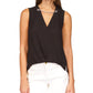 Blusa feminina Michael Kors Crepe com corrente sintética e amarração frontal, preta, tamanho X-S