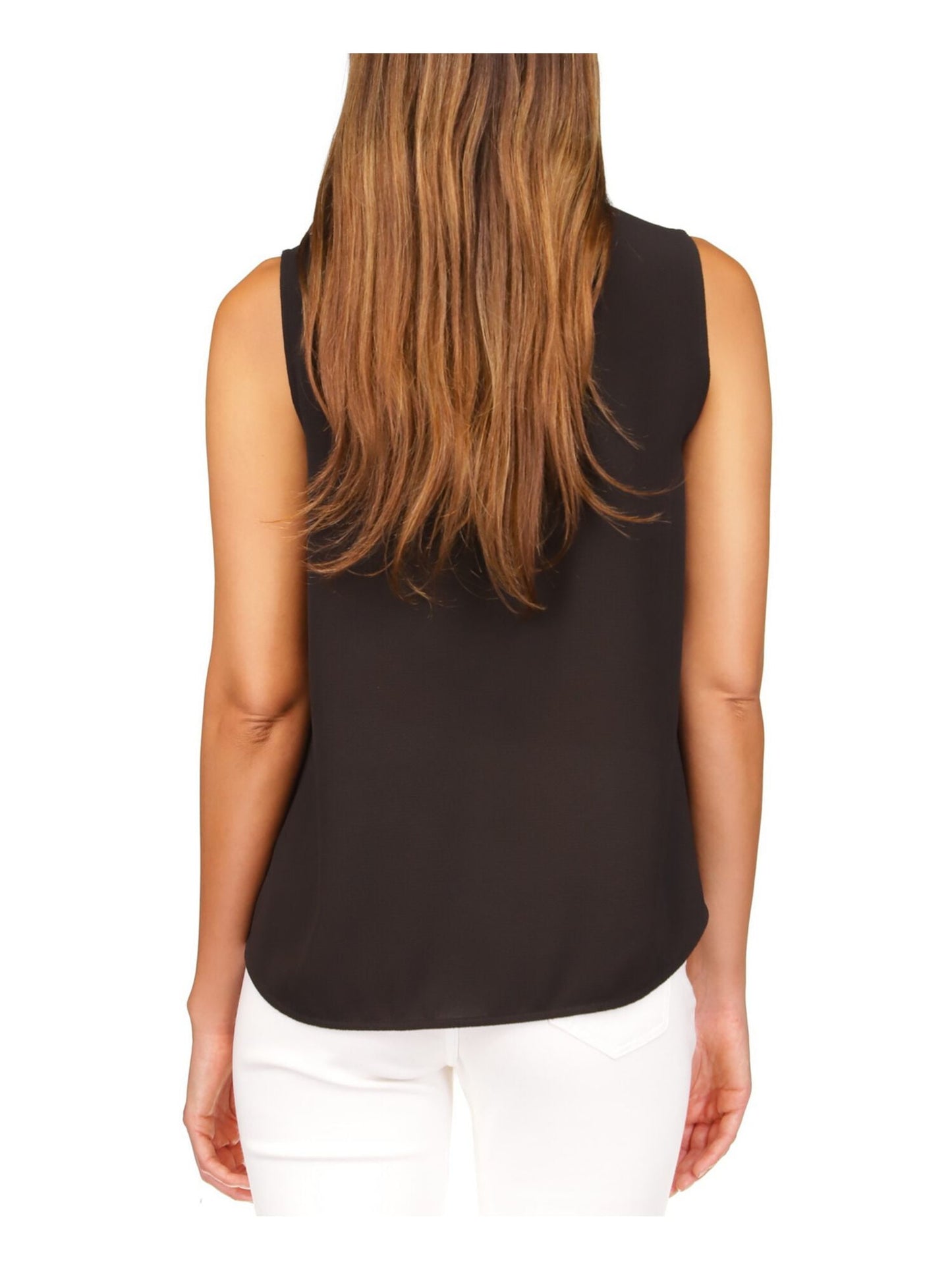 Blusa feminina Michael Kors Crepe com corrente sintética e amarração frontal, preta, tamanho X-S