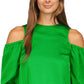 Blusa feminina Michael Kors de cetim com ombros descobertos, verde, tamanho extragrande