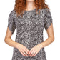 Blusa feminina Michael Kors com estampa de zebra e manga pétala, cinza, tamanho grande