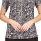 Blusa feminina Michael Kors com estampa de zebra e manga pétala, cinza, tamanho grande
