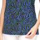Blusa feminina Michael Kors estampada com manga pétala, azul, tamanho grande