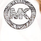 Camiseta feminina Michael Kors com estampa de logotipo e pingente, branca, tamanho pequeno