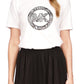 Camiseta feminina Michael Kors com estampa de logotipo e pingente, branca