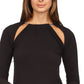 Blusa feminina Michael Kors com decote em corrente e recorte, preta, tamanho médio
