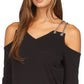 Michael Kors Top Feminino com Corrente e Ombros Vazados Preto Tamanho X-G