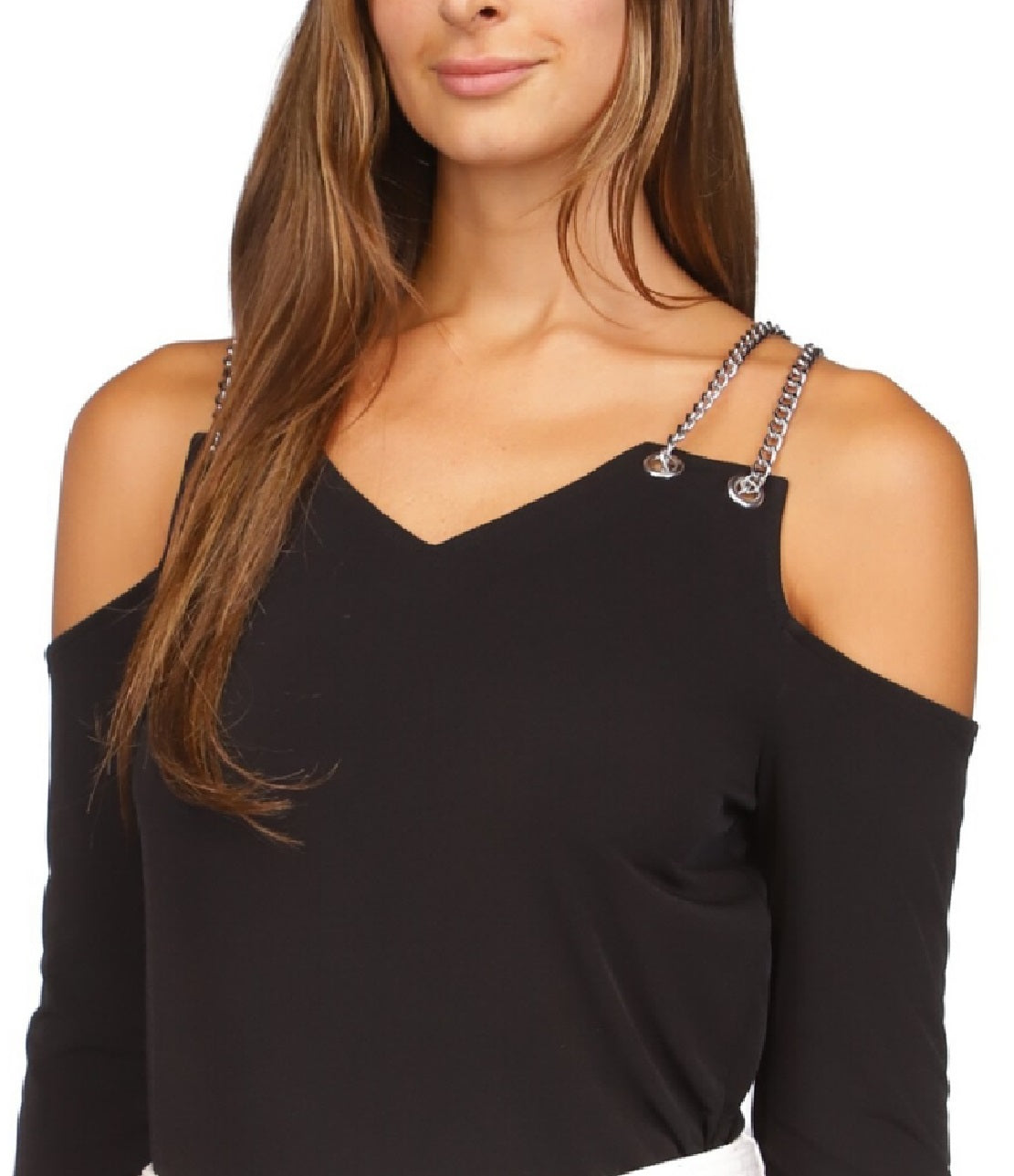 Michael Kors Top Feminino com Corrente e Ombros Vazados Preto Tamanho X-G