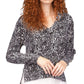 Michael Kors Women's Zebra Drop Hem Sweater Black Size Large