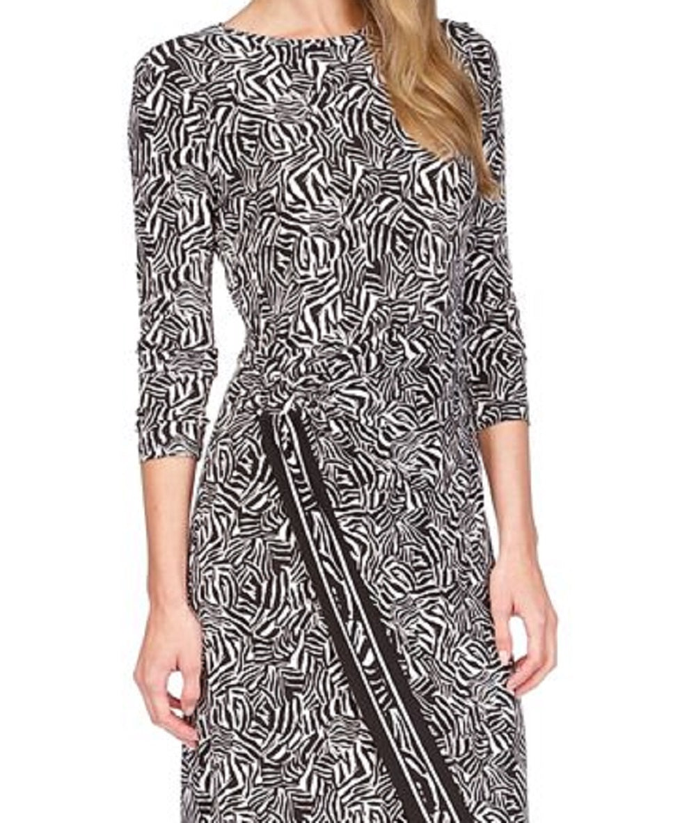 Vestido midi assimétrico com estampa de zebra feminino Michael Kors, preto, tamanho pequeno