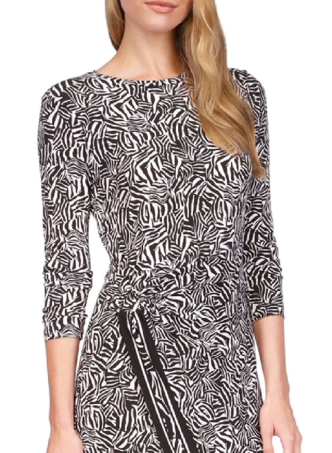 Vestido midi assimétrico com estampa de zebra feminino Michael Kors, cinza, tamanho extragrande