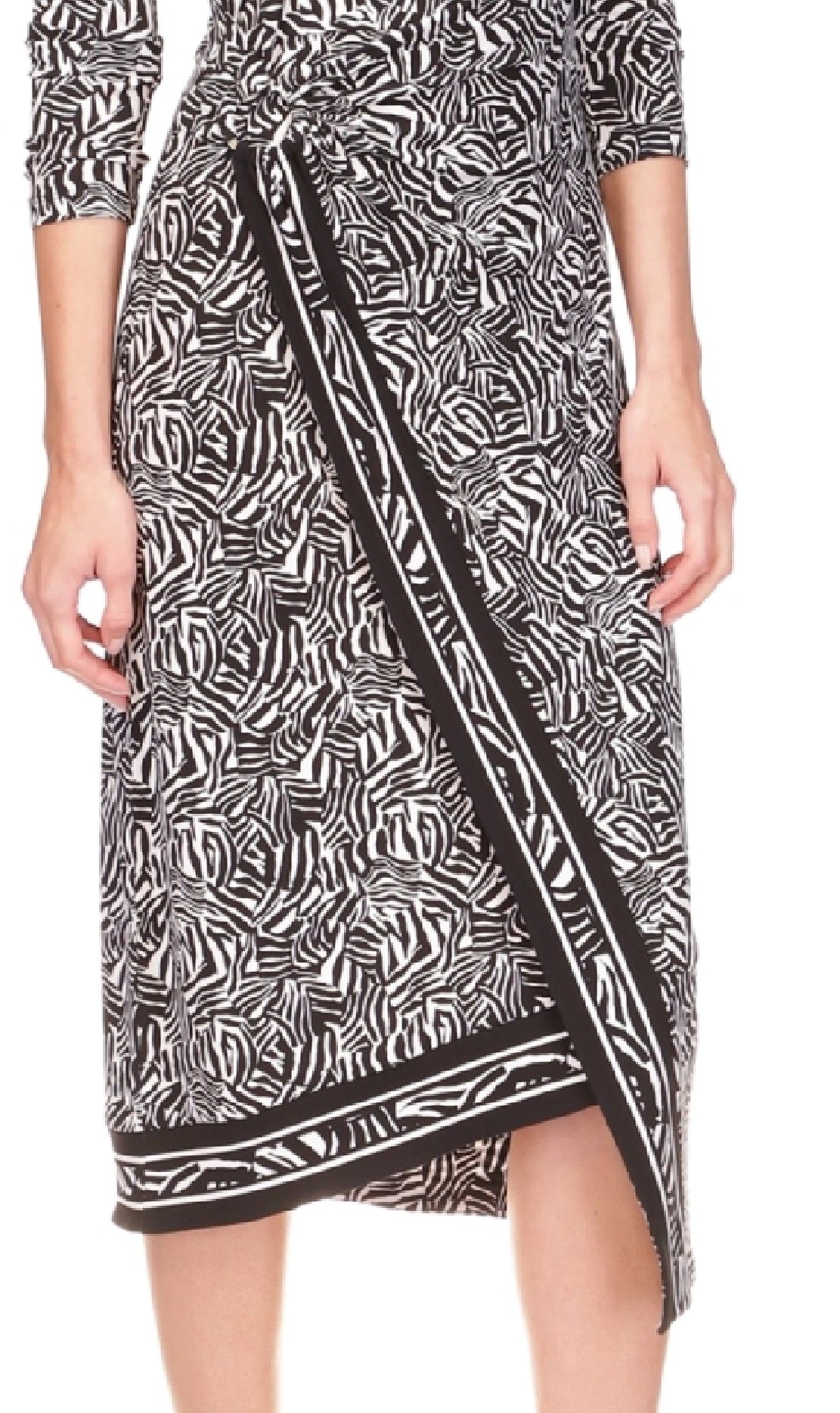 Vestido midi assimétrico com estampa de zebra feminino Michael Kors, cinza, tamanho extragrande