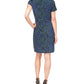 Michael Kors Pulôver Feminino Sem Forro Detalhe em O-ring Estampado Manga Curta Decote Assimétrico Vestido Curto de Festa Azul Tamanho P
