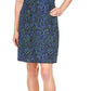 Vestido curto feminino Michael Kors com estampa de zebra e anel, azul, tamanho médio