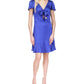 Vestido feminino Michael Kors com estampa de zebra e jacquard, azul, tamanho 10