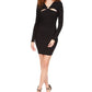Vestido feminino Michael Kors com recorte O Ring, preto, tamanho extragrande