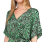 Vestido feminino com estampa de zebra e gravata Michael Kors, verde, tamanho médio