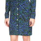 Vestido curto franzido com estampa de zebra feminino Michael Kors, azul, tamanho extragrande