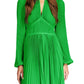 Vestido plissado com decote em V Michael Kors feminino, verde, tamanho médio