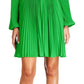 Vestido plissado com decote em V Michael Kors feminino, verde, tamanho médio