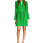 Vestido plissado com decote em V Michael Kors feminino, verde, tamanho grande