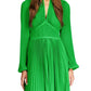 Vestido plissado com decote em V Michael Kors feminino, verde, tamanho X-G
