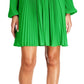 Vestido plissado com decote em V Michael Kors feminino, verde, tamanho X-G