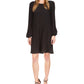 Vestido curto plissado feminino Michael Kors, preto, tamanho grande