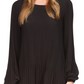 Vestido curto plissado feminino Michael Kors, preto, tamanho grande
